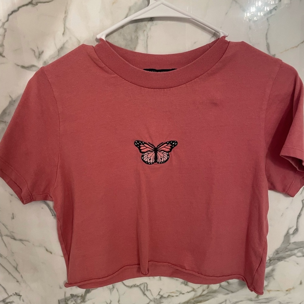 Brandy Melville Cropped Butterfly Top